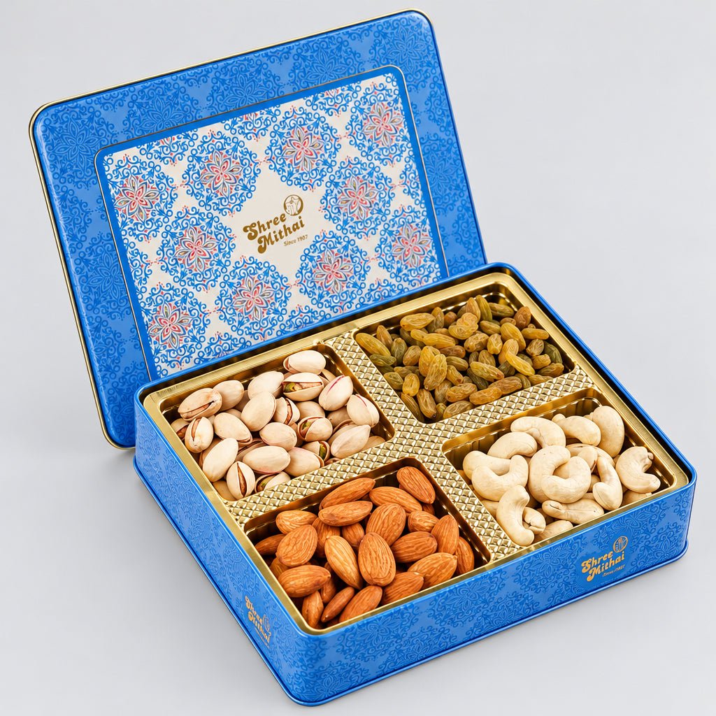 Blue Titanium Dry Fruit Box - Shree Mithai