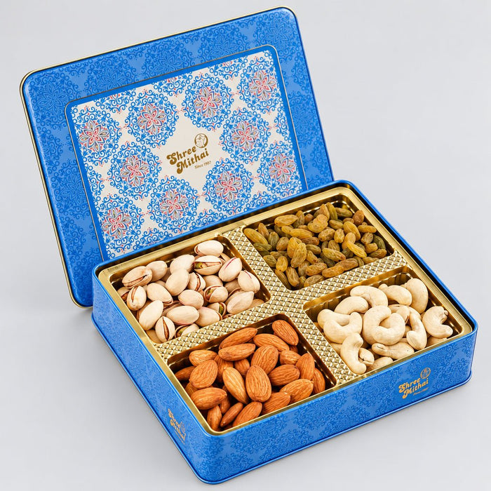 Blue Titanium Dry Fruit Box - Shree Mithai