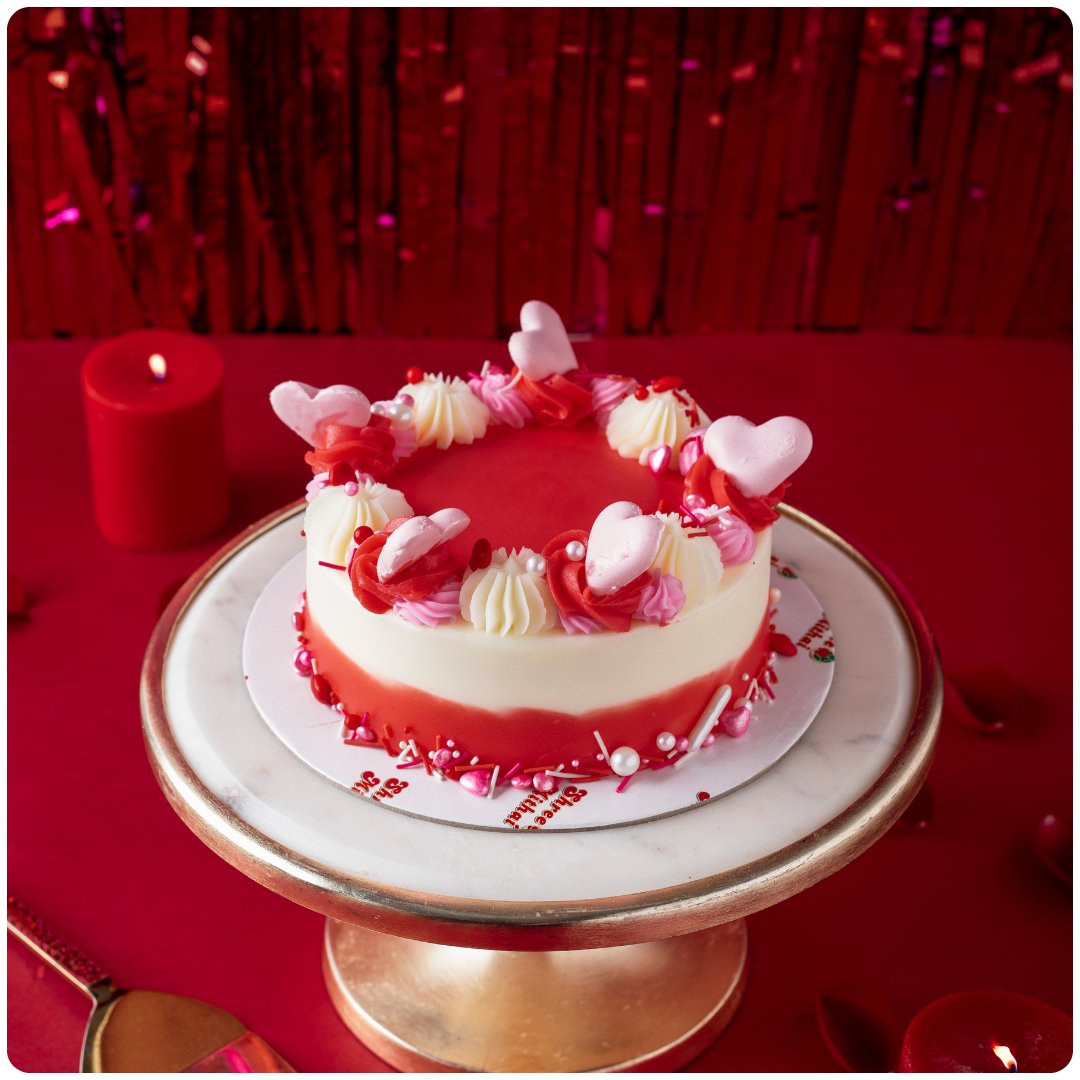 Valentines Rose Lychee Cake - Shree Mithai